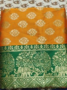 orange Banarasi Silk Saree