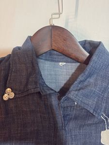 Denim Kurta with Floral Embroidery