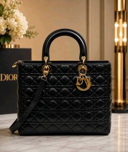 LADY DIOR BAG IN BLACK MATTE CANNAGE LAMBSKIN*