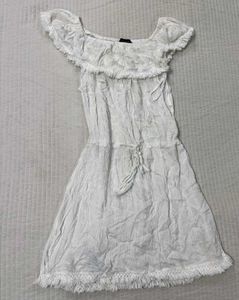 White Off-Shoulder Fringe Dress