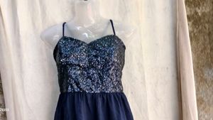 Sparkly Navy Blue High-Low Dress