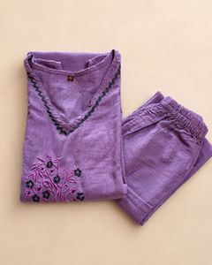 Purple Kurta Set with Pants