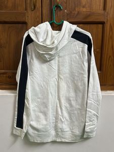 White Hoodie with Black Stripe Accent