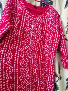 Elegant Red Printed Kurta in very less Price