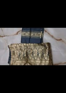 Elegant Grey Banarasi Silk Saree
