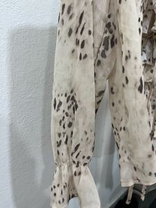 Chic Ruffle Blouse with Animal Print