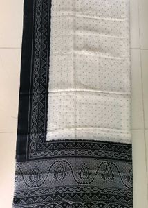 Elegant White dupatta with Black Border