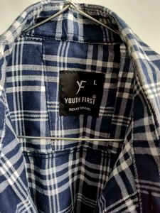 Men's Navy Plaid Button-Down Shirt
