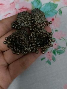 Oxidized Jhumka Earrings