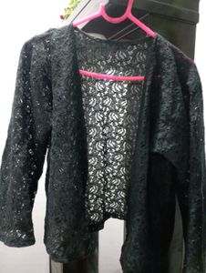 Beautiful Rose Pattern Black Fancy Shrug