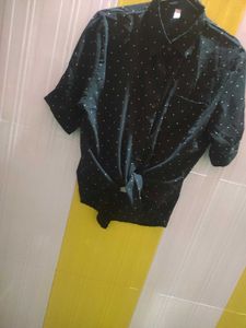 Polka Dot Tie Front Shirt
