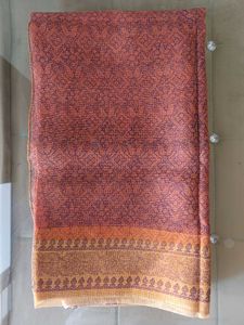 Elegant Rust and Brown Cotton Printed Kota Saree