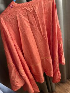 Coral Striped Embroidered Tunic