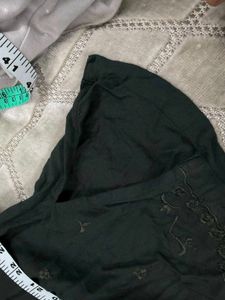Embroidered Sleeveless Dark Green Kurta
