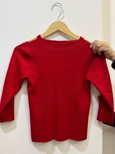 Chic Red Cold Shoulder Top