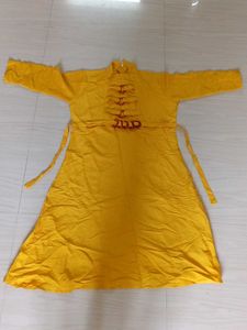Yellow Kurta with Red Embroidery