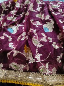 Designer Brocade Blouse with Pleated lehenga