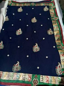 Designer Navy Blue Saree