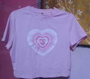 Cute Baby Pink Graphic Crop Top