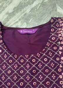 Elegant Purple Embroidered Kurta Set