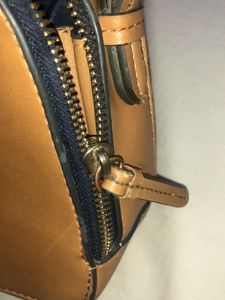 Leather Sling Bag Sturdy With 2 Zippers
