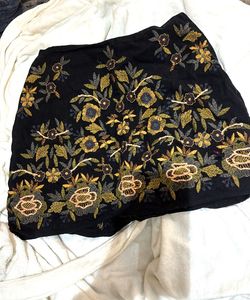 Embroidered Black Mini Skirt