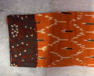 Orange Ikat Print Kurta