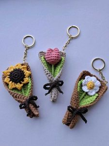 Crochet Flower Bouquet Keychain