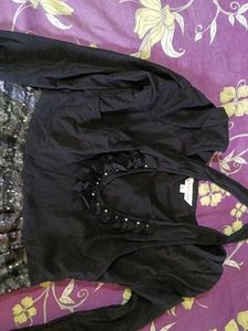 Sparkly Sequin Black Dress with Bolero