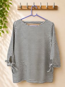 Striped Top with Bow tie detail on sleeves