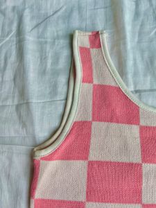 White Checked Top