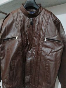 Men's Brown Leather Biker Jacket