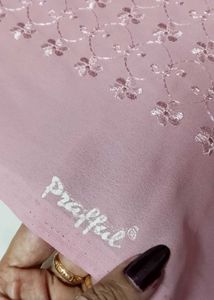 unstitched Chikankari Pink georgette suit Set