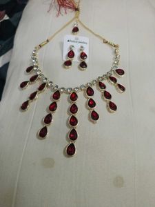 Elegant Red Stone Jewelry Set