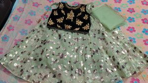 Festive lehenga choli with net dupatta