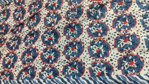 Blue Floral Print Cotton Kurta