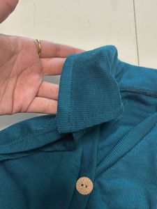 Cute Teal Button-Down Top