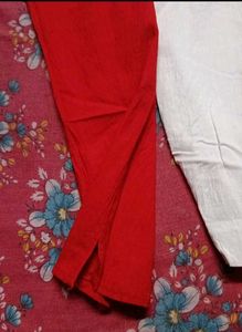 Red &amp; White Pencil Pants Set
