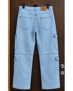 Light Wash Denim Cargo Pants