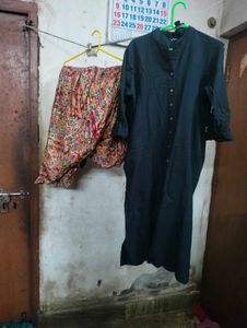 Black Kurta with Printed Palazzo