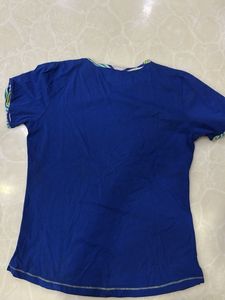 Vibrant Blue T-Shirt with Pencil Graphic