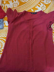 Stylish Burgundy Top & straight fit jeans combo
