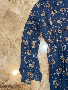 Blue Floral Print Midi Dress