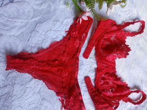 Red Lace Bra and Panty Set