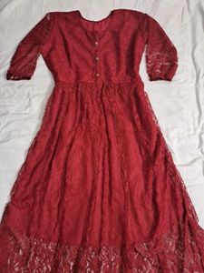 Maroon Lace Dress 🌺