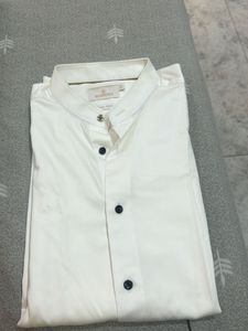 Classic White Mandarin Collar Shirt
