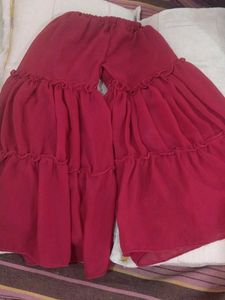 Girls' Festive Red Sharara Suit