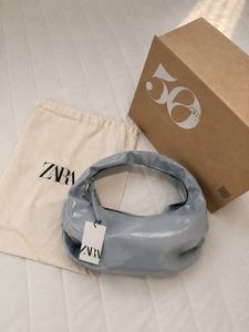 Zara Patent Faux Leather Bag Blue