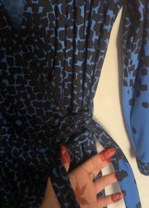Stylish Blue &amp; Black Wrap Dress