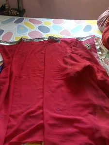 maroon net double shafe saree